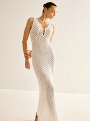 Metal Detail Hollow Sweater Tank Dress