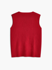 Ribbed Tie Neck Sweater Vest