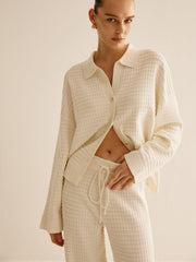 Plaid Button Down Lapel Cardigan