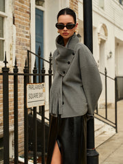 Breasted Wool Coat With Matching Tassel Scarf