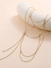 Rhinestone Stacking Tassel Necklace