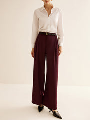 Pleated Wide Leg Pants Without Belt