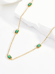 Square Green Zircon Necklace