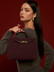 Suede Woven Tote Bag