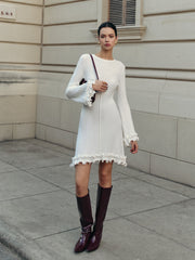 Lettuce Trim Bell Sleeve Sweater Dress