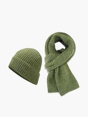 Plain Warm Knit Hat With Matching Scarf