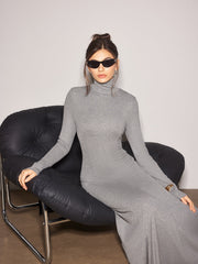 Turtleneck Jersey Long Dress