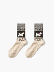 1pr Puppy Pattern Wool Socks