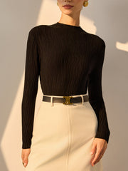 Minimalist Slim Plisse Knit Top