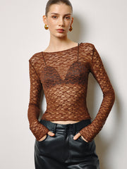 Semi-Sheer Skinny Lace T-Shirt