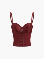Semi-Sheer Spaghetti Strap Piping Corset Top
