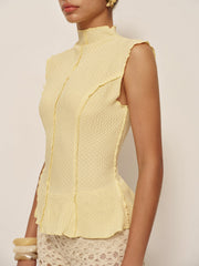 Semi-Sheer Textured Peplum Top