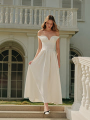 Off-Shoulder Sweetheart Pleated Dress
