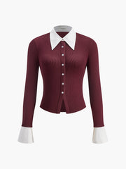 2 in 1 Contrast Binding Button Shirt