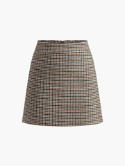Houndstooth A-Line Mini Skirt