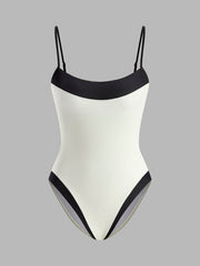 Contrast Trim Spaghetti Strap One-Piece Swimsuit