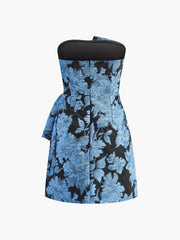 Asymmetrical Strapless Floral Dress