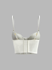 Floral Semi-Sheer Mesh Lace Crop Corset Top