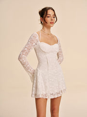 Semi-Sheer Corset Lace Halter Dress