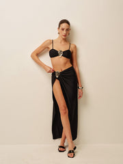 Metal Accent Twist Sarong Skirt