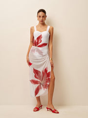 Corset-Style One-Piece With Draped Cover-Up