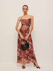 Semi-Sheer Floral Chiffon Cami Dress
