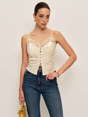 Lace Detail Velvet Cami Top