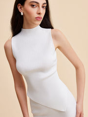 Asymmetrical Hem Knit Skirt Set