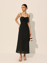 Polka Dot Zipper Drawstring Dress