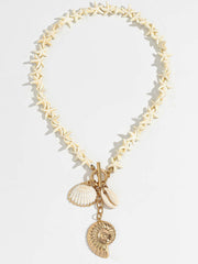 Starfish & Shell Pendant Beaded Necklace