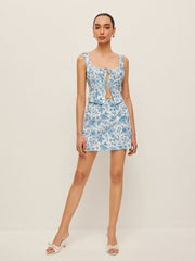 Printed Tie Front Crop Top With Skirt Set
