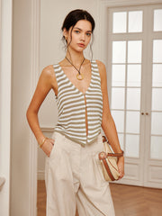 V-Neck Striped Sweater Vest