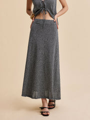 Mid Waist Knit Sweater Skirt