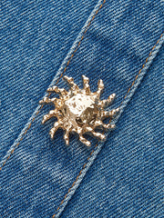 Denim Panel Contrast Strap Corset Top