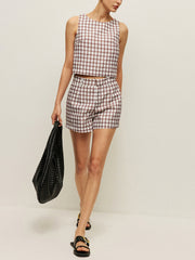 Checkerboard Sleeveless Crop Top With Shorts Set