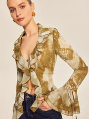 Ruffled Bell Sleeve Blouse