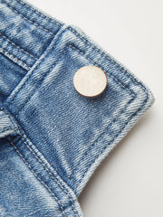 Asymmetrical Pleated Denim Strapless Top