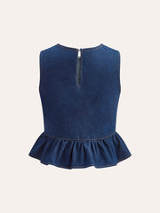 Cotton Denim Peplum Top