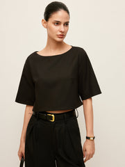 Cotton & Linen Crop Top With Pants Set