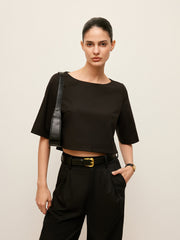 Cotton & Linen Crop Top With Pants Set