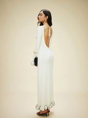 Scalloped Hem Knitted Backless Dress