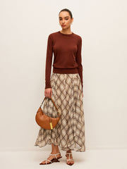 Semi-Sheer Plaid Chiffon Skirt