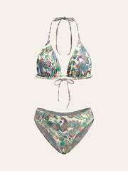 Tie-Back Bikini Set with Paisley Print Cover-Up