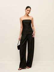 Mid-Waist Pockets Pants Without Belt