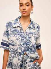 Printed Contrast Trim Shorts Sets