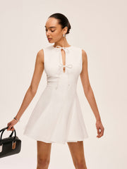 Crew-Neck Tie-Bow Dress
