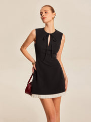Ruffled Hem Keyhole Tie Detail Dress