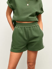 Cotton Stripe Side Detail Shorts Set