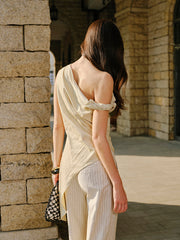 Cotton & Linen Asymmetrical Blouse