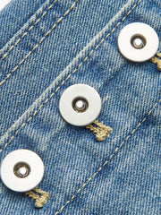Mid-Waist Decor Button Zipper Flare Denim Jeans